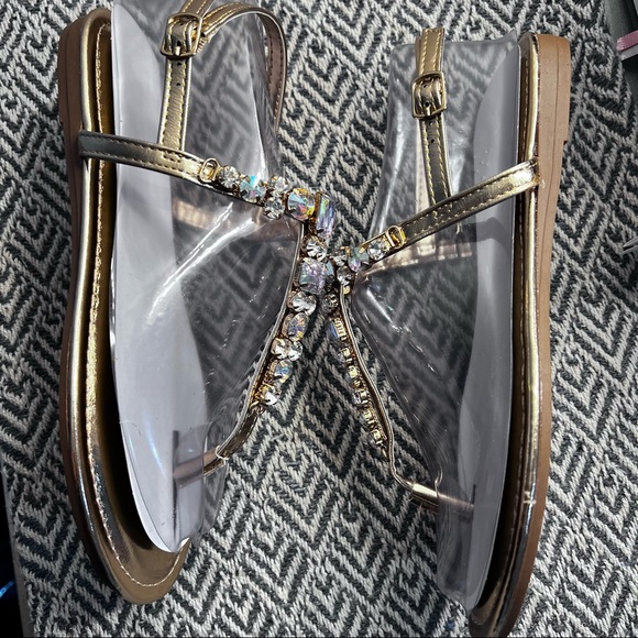 Rose gold flat sandals with gemstones - Picture 8 of 16